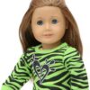 18" Doll Neon Green Zebra Heart T-Shirt