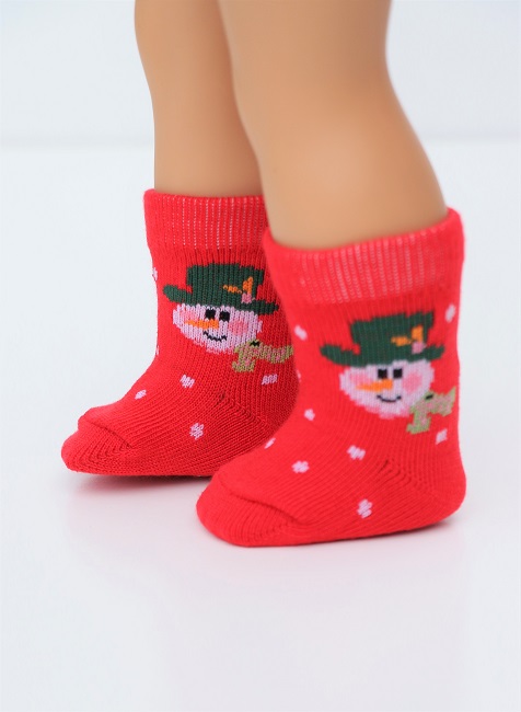 18 Doll Red Snowman Socks
