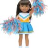 14.5" Wellie Wisher Doll Blue Cheerleader Dress & Pom-Poms