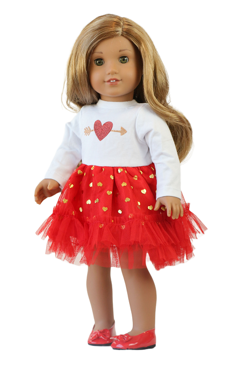18 Doll Cupid Heart Valentine Tutu Dress