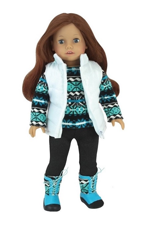 18" Doll Ikat Sweater, Leggings, Vest & Boots