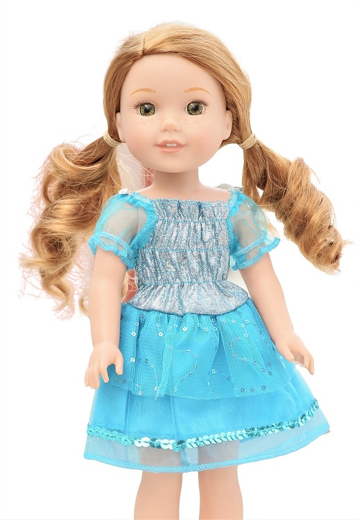 14.5 Wellie Wisher Doll Sparkly Blue Dress 1