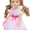 14.5" Wellie Wisher Doll Pink & White Lace Dress