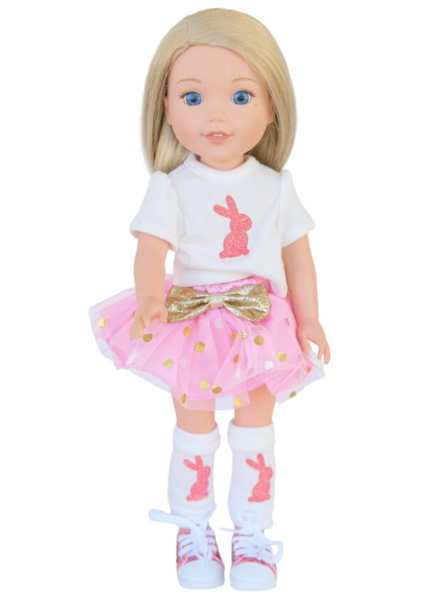 14.5" Wellie Wisher Doll Sparkling Bunny Tutu Outfit