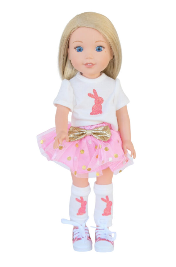 14.5" Wellie Wisher Doll Sparkling Bunny Tutu Outfit