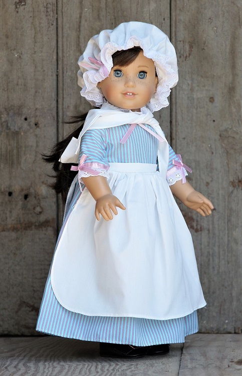 Fits 18 Dolls // AG Doll Clothes White 1800's American Girl Dress Historical Period Party Coral Regency Formal Dress