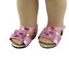 18 Doll Pink Glitter Bow Sandals