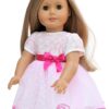 18" Doll Pink & White Lace Dress