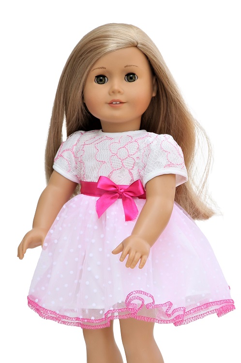 18 Doll Pink White Lace Dress