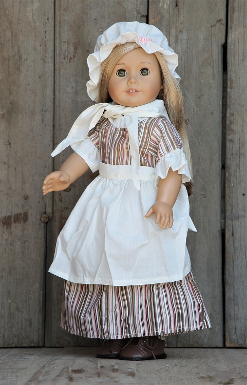 18 Doll Striped Colonial Work Dress Outfit 1