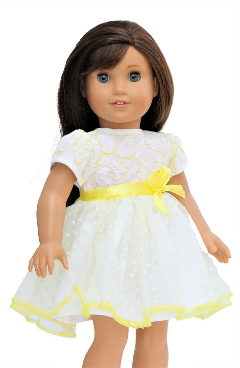 18 Doll Yellow White Dress