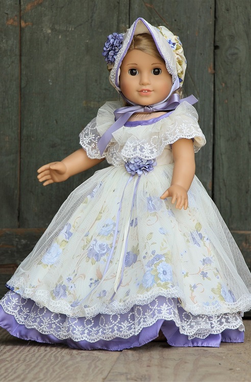 18 Doll Purple Colonial Gown Hat 1