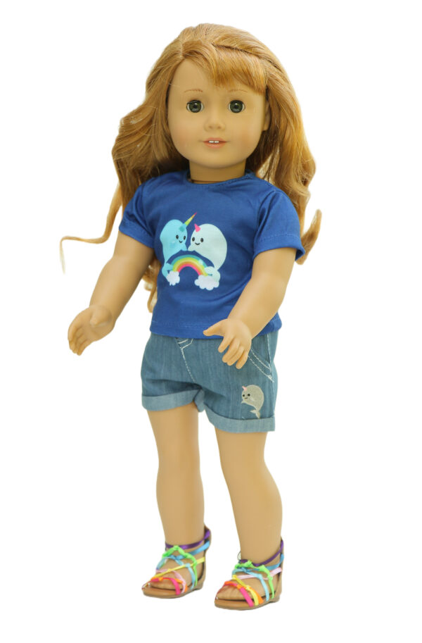 18 inch doll narwhale shorts outfit