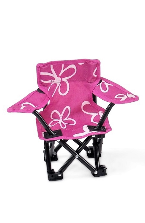 Doll Sized Pink Floral Fold Up Camping Chair