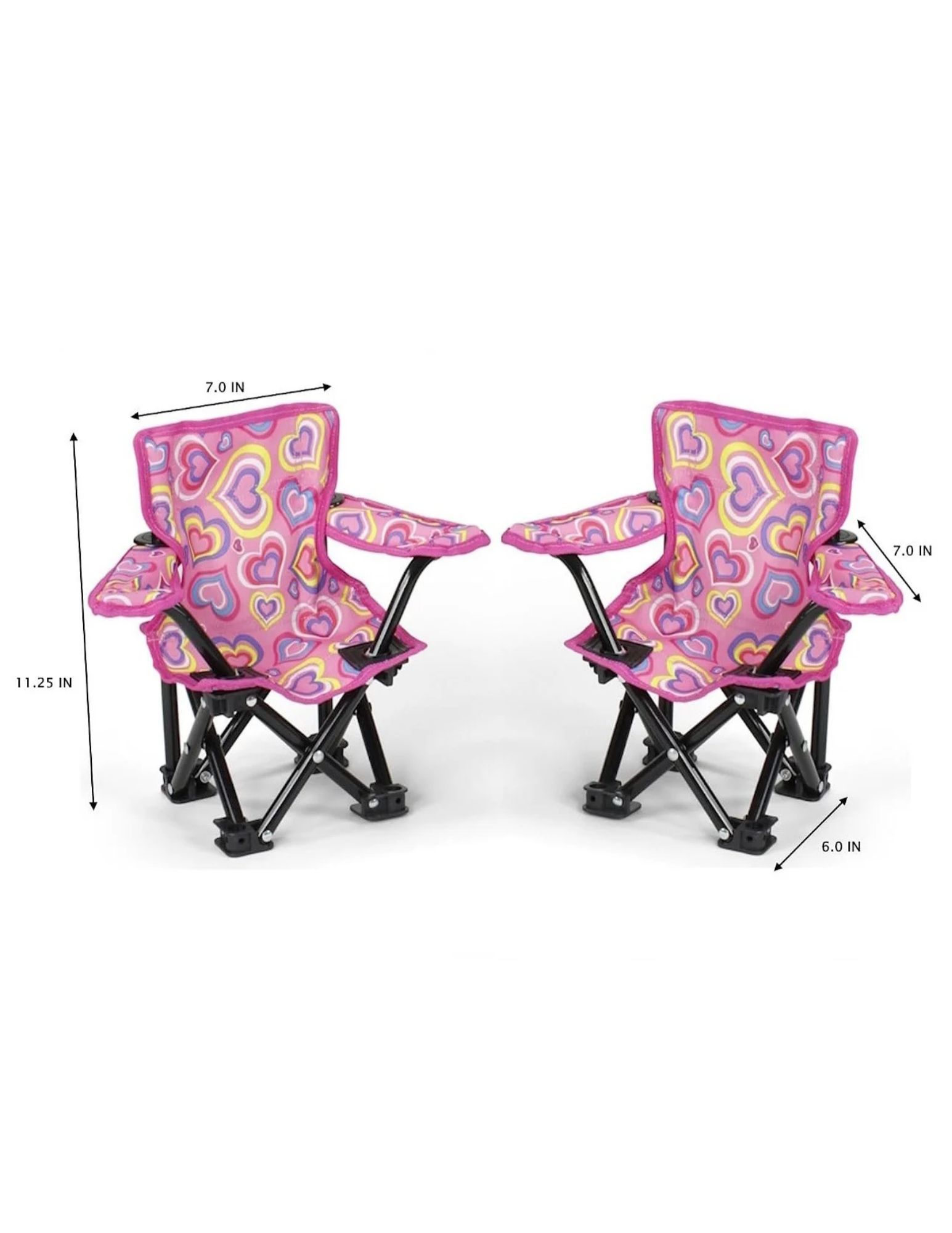Детские аксессуары для кукол The Doll Boutique Doll-Sized Pink Hearts Camping Sports Chairs & Carry Case (set of 2) — фото 3