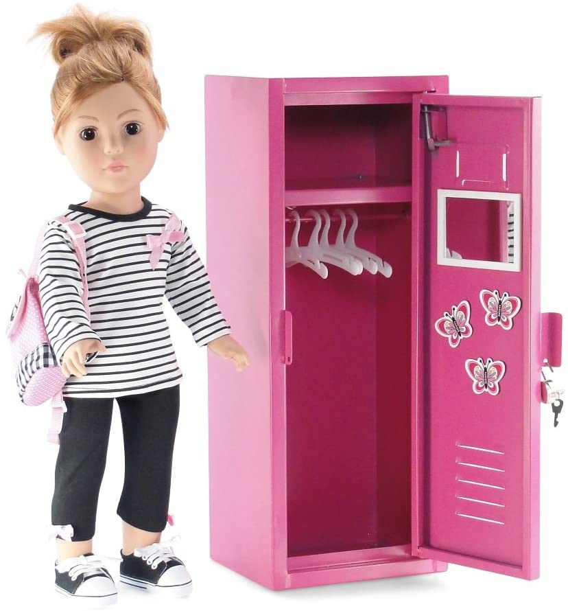 Pink Doll Metal School Locker & Accessories.