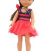 14.5" Wellie Wisher Doll Navy & Red Tutu Dress