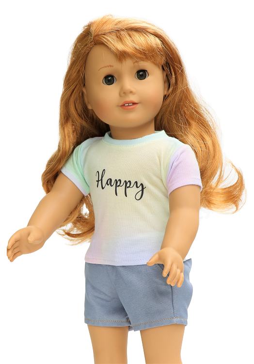 Doll Clothes for 18 inch American Girl Blue Tie Dye Top Shirt 