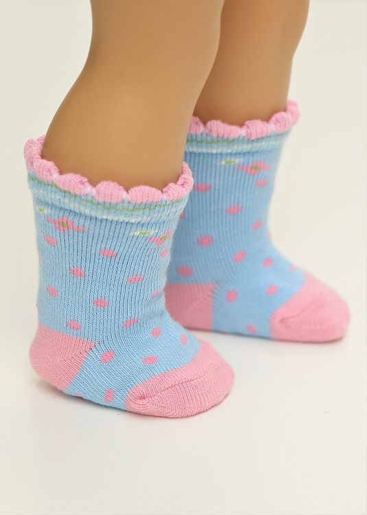 18 Doll Blue Polka Dots Socks