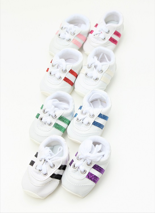 18 Doll Glitter Striped Sneakers 8 Colors