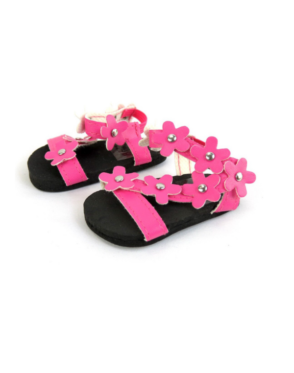 18 doll hot pink flower sandals