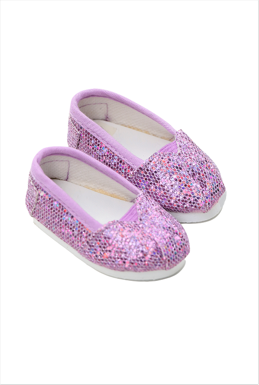 18 Doll Lavender Glitter Canvas Slip In Shoes