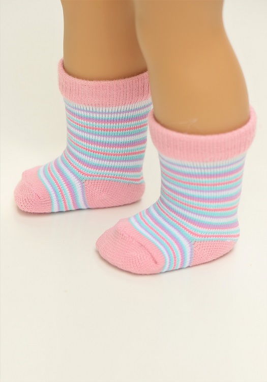 18 Doll Pink Striped Socks
