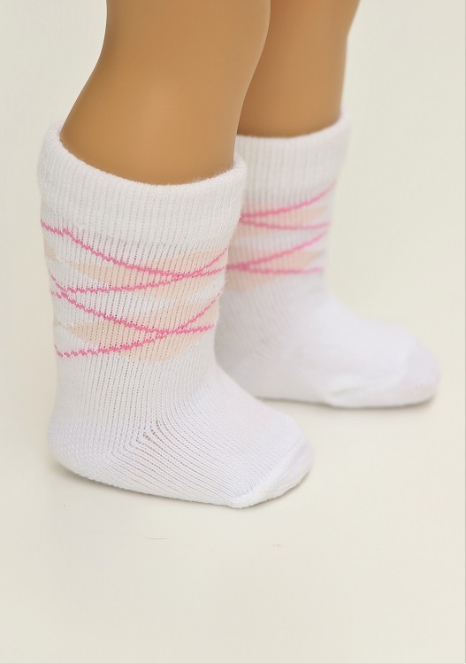 18 Doll White Argyle Socks