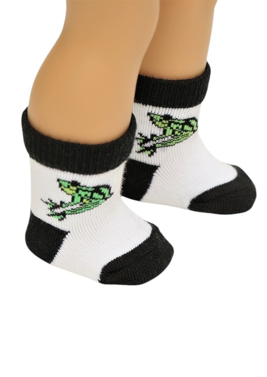 dollsized black & white frog socks
