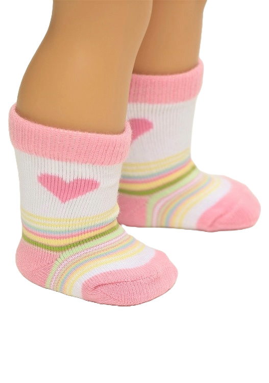 Doll-sized Hearts & Stripes Socks