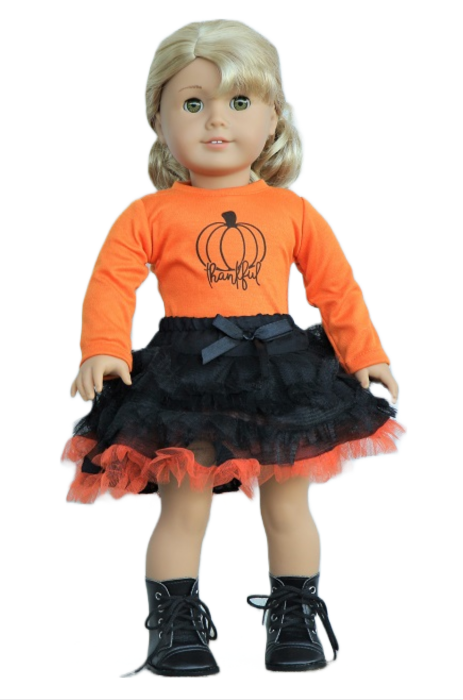 18 Doll Thankful Pumpkin Tee Skirt