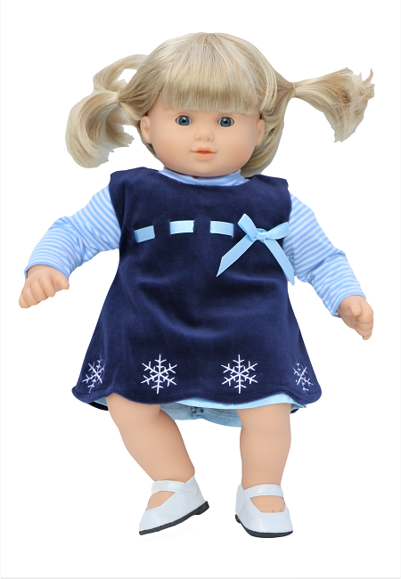 15 Bitty Baby Doll Navy Velvet Snowflake Dress Shirt