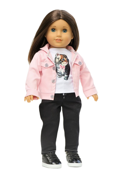 18 Doll 3 Piece Pink Denim Jacket Outfit