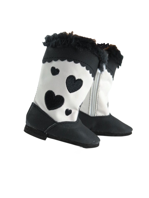 18 Doll Black Heart Western Boots