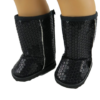 18" Doll Black Sequin Winter Boots
