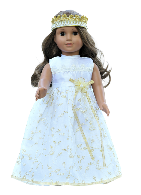 18 Doll Gold Trimmed Sleeveless Gown Headband
