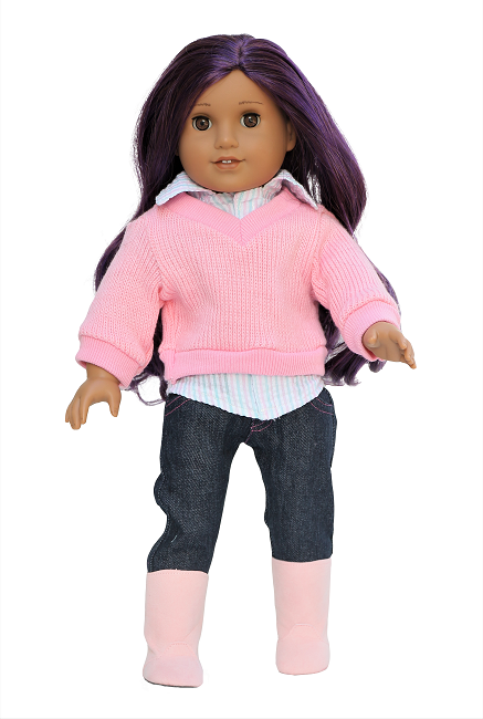 18 Doll Pink Sweater Shirt Jeans Boots