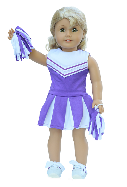 18 Doll Purple White Cheerleader Outfit