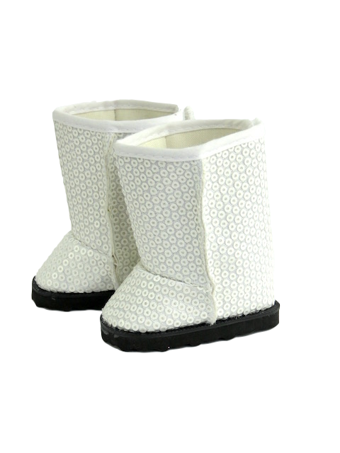 18 Doll White Sequin Winter Boots