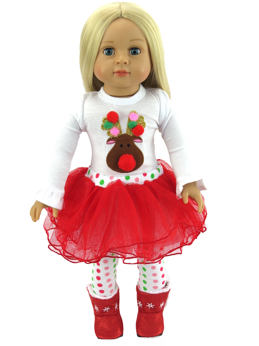 18 Inch Doll 3 Piece Reindeer Outfit