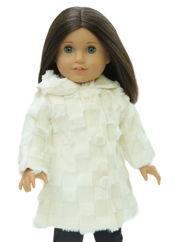 18 inch doll beige fur checkered coat