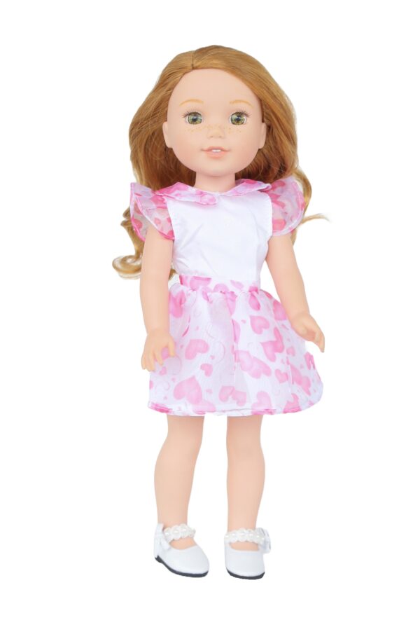 14.5" Wellie Wisher Doll Organza Hearts Dress