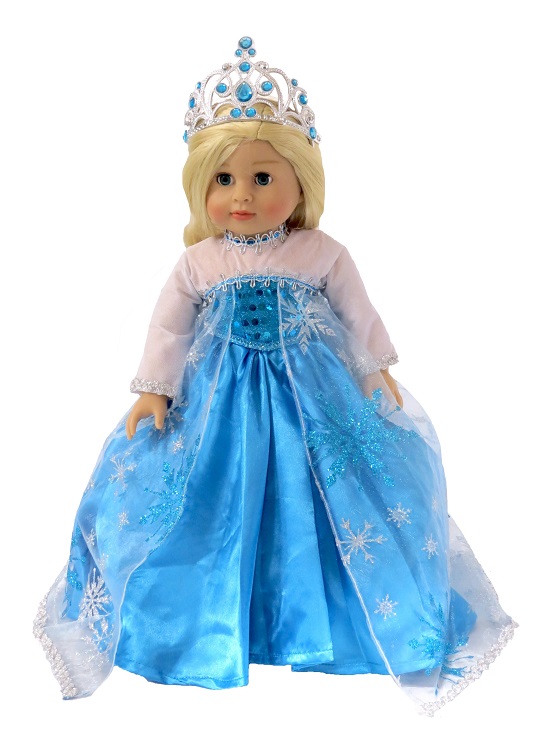 18 Doll Frozen Inspired Elsa Gown Tiara