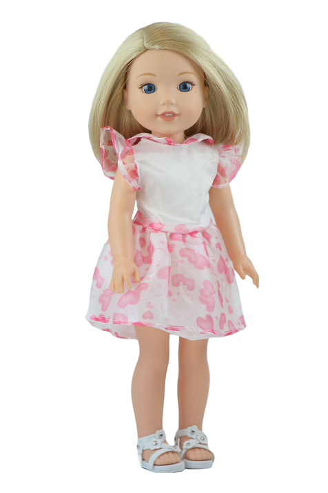 Wellie Wisher Doll Organza Hearts Dress