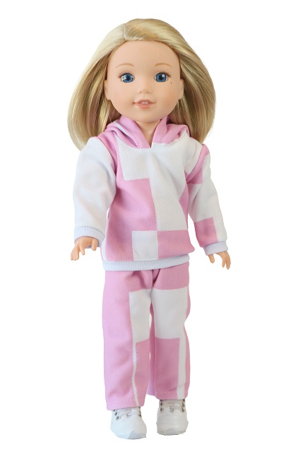 14.5 Doll Pink Patchwork Hoodie Jogger Outfit