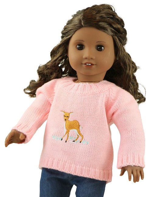 18 Doll Pink Deer Sweater