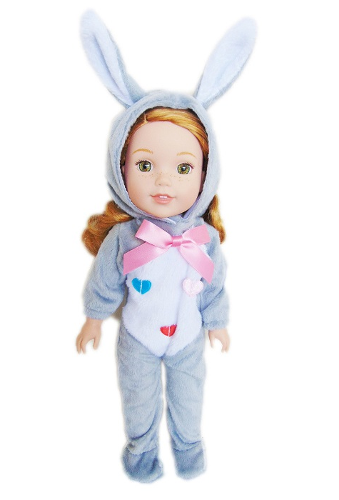 14.5 wellie wisher doll gray bunny costume