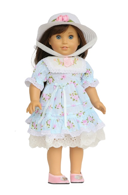 18 Doll Blue Floral Dress Hat 1