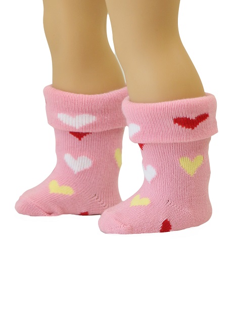 18 Doll Pink Heart Cuff Down Socks