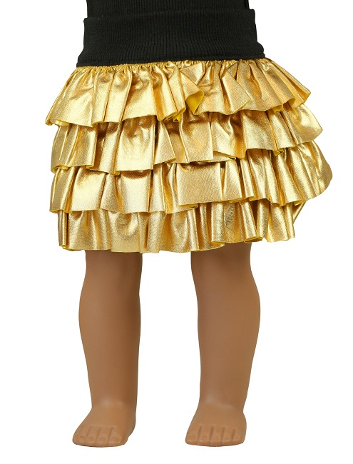 18 Doll Pleated Gold Lame Skirt